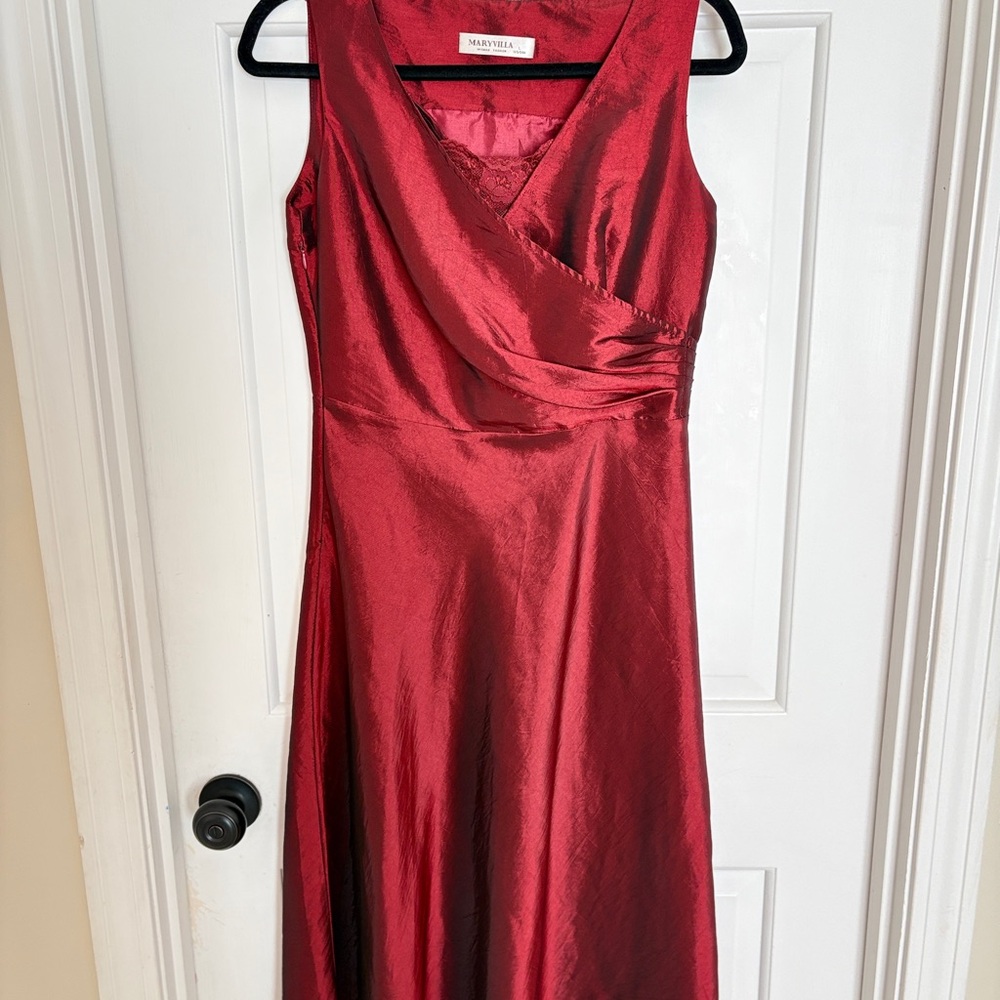 Maggy London Burgundy Satin Dress